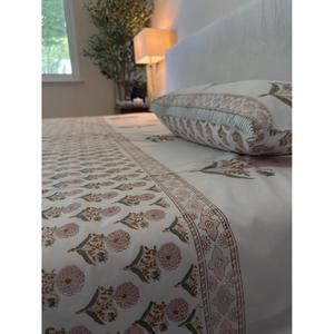 Handblock In 100% Bông Bedsheet Với Gối Bao Gồm Truyền Thống Ấn Độ Hoa Thiết Kế Nữ Hoàng Kích Thước Bộ Đồ Giường Đặt - Product Image 5