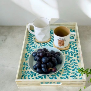 Plateau de service artisanal en nacre, rectangulaire, motif bleu tourbillon, artisanat artisanal, accessoire de table pour hôtel, vente en gros, durable - Product Image 5