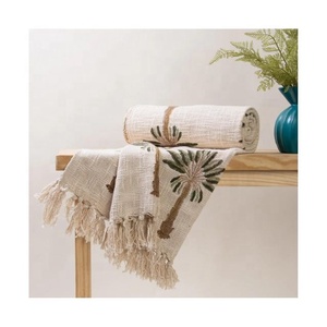 Chất Lượng Cao Mềm Tua Gots Chứng Nhận 100% Hữu Cơ Bông/Len Làm Tay Màu Đen Tro Hỗn Hợp Sofa Dệt Kim Chủ Đề Ném Chăn - Product Image 4