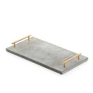 Bandeja de servicio de madera rústica y mármol genuino Desayuno de metal irregular Cubertería de transporte Bandeja decorativa al por mayor - Product Image 5