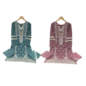 ชุดเดรสสไตล์ kurti Kaftan จากผ้าฝ้ายจากผู้ผลิตอินเดียพร้อมกางเกงบุหรี่ดีไซน์เนอร์และชุดงานด้วยมือของ Shiburi - Product Image 2