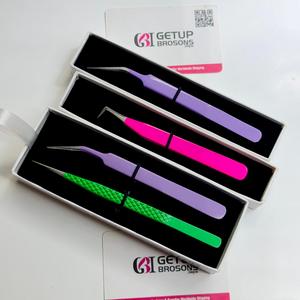 Pince à épiler pour extensions de cils GETUP BROSONS IMPEX droite/90°/isolation, revêtement en poudre coloré, avec votre propre logo personnalisé, outil de beauté - Product Image 3