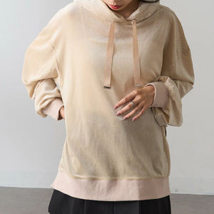 Tissu en velours à prix de gros, adapté aux vêtements décontractés, sweats à capuche pour femmes 2026 / Prix direct d'usine, design minimal, sweat à capuche confortable - Product Image 2