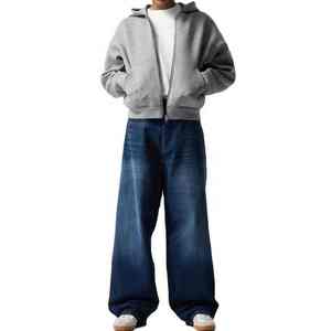 OEM lujo Zip up Hoodie 100% algodón 600gsm French Terry Heavyweight Plain Zip up Hoodie - Product Image 3