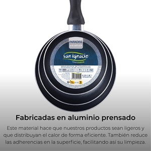 Set di 3 padelle San Ignacio (16+20+24cm) in alluminio pressofuso, blu + set di 3 utensili da cucina in legno di acacia - Product Image 3