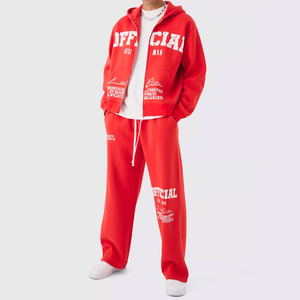 Survêtement surdimensionné de qualité supérieure impression personnalisée Streetwear avec nouveau pantalon évasé à la mode sweat à capuche zippé et ensemble de joggers - Product Image 2