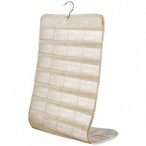 Organisateur suspendu double face à 80 poches pour bijoux, colliers, boucles d'oreilles, bracelets, avec cintre rotatif - Product Image 4