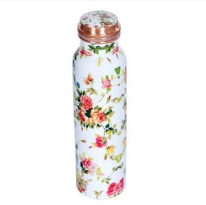 Elegant copper water <b>bottle</b> with floral printed work stylish reusable ecofriendly and perfect office travel outdoor adventures - Product Image 6