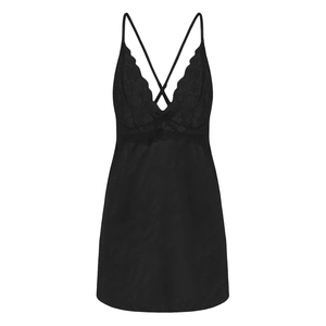 Babydoll 100% Seta con Pizzo e Tessuto Satinato Ghiaccio, Design con Scollo a V - Product Image 2