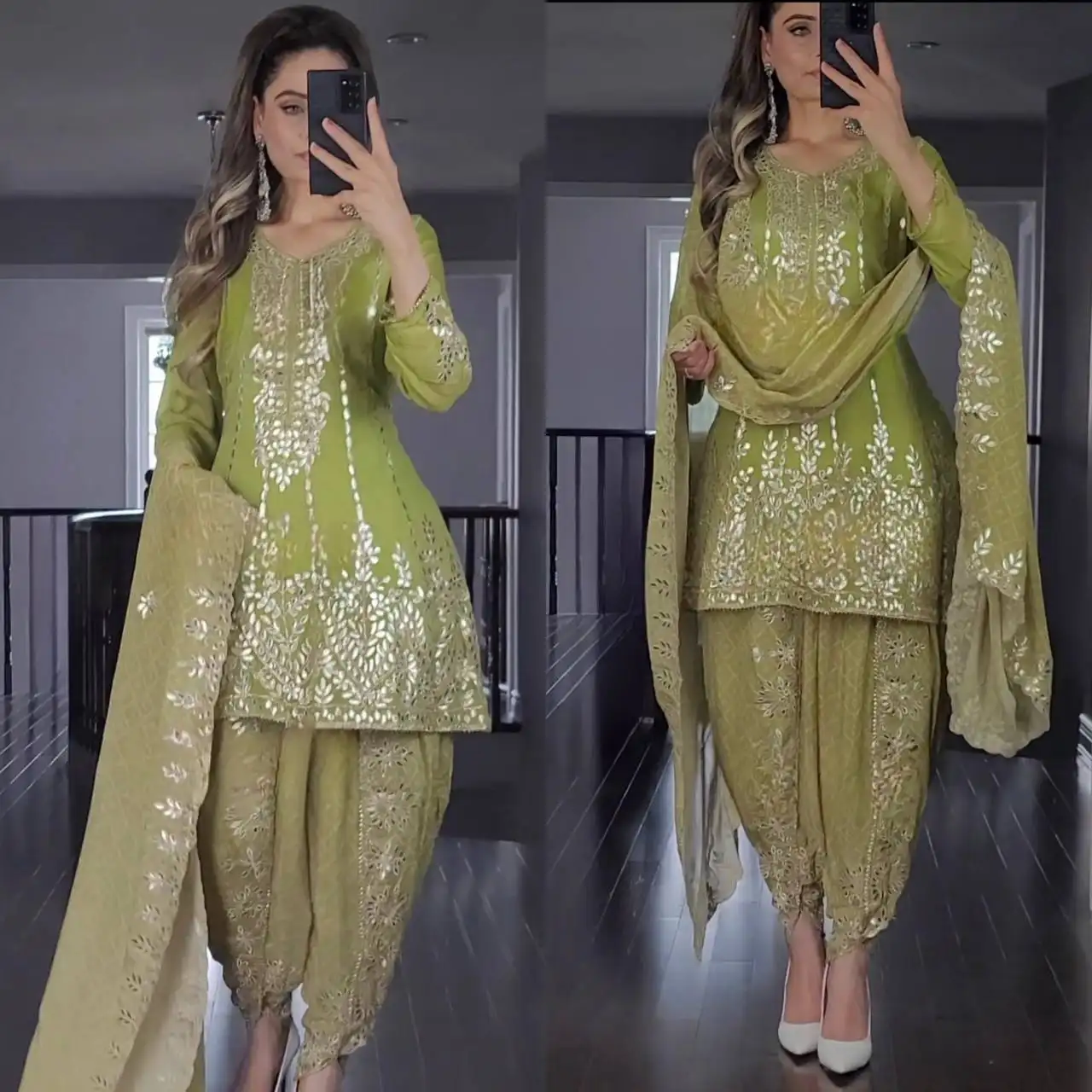 Fulpari Pakistani Salwar Kameez Indian Salwar Kameez Indian Pakistani Shalwar Kameez Geborduurde Feestkleding Vrijetijdskleding Jurk