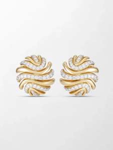 ต่างหูเพชรทรงคลื่นวินเทจทองคำขาว 14K ประดับเพชรแล็บ ดีไซน์หรูหรา ของขวัญสุดหรูสำหรับผู้หญิง - Product Image 1