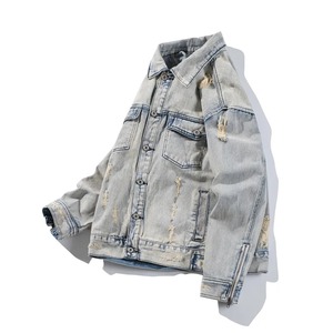 Nouveau Bomber déchiré Denim veste hommes trou Jean manteaux coton à manches longues rétro extérieur lâche jeunesse Cowboy vestes décontractées - Product Image 3