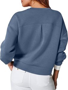 Femmes 2024 Printemps Pull plissé Sweatshirts Fabricant Manches longues Casual Pullovers Chic Tops made in Bangladesh - Product Image 3