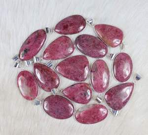 มาใหม่925ชุบเงินสเตอร์ลิง925ชุบเงินจี้สีชมพูโรโดไนต์ตั้งฝาหลังเบี้ยเครื่องประดับแฟชั่น - Product Image 3