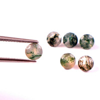 Piedras Preciosas Sueltas de Ágata Musgosa Natural Verde de 10 mm, Corte Redondo Facetado, Calidad AAA++, Certificadas por Terceros, Dureza 6.5, para Joyería