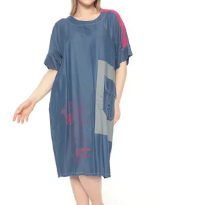 あらゆる曲線のエレガンス: 卸売プラスサイズのテンセルサマーロングドレス-完璧な夏のルックのためのスタイリッシュな半袖ファッション