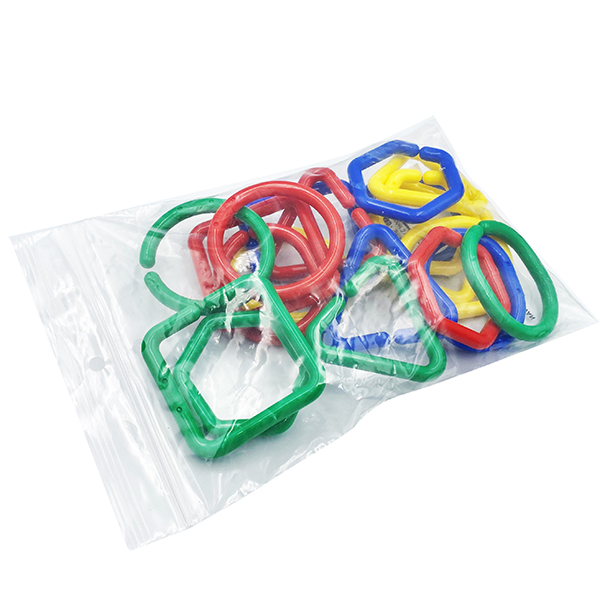 20 Pcs Non-Toxic Plastic Chain Link Toy - Big Mix Shapes for Ages