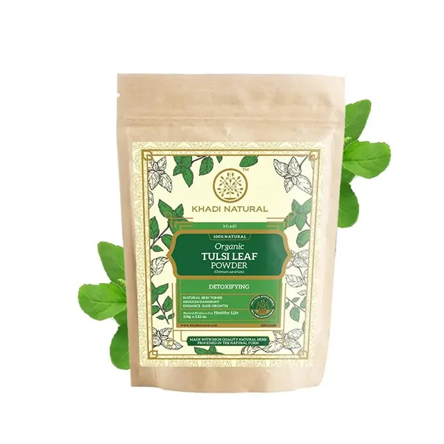 Khadi hữu cơ tự nhiên Bột lá Tulsi-100% tự nhiên-100g