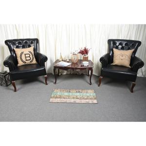 Alfombra Pequeña Vintage de 1.4x2.9 pies, Alfombra Turca de Lana Ombré Azul Verde - Product Image 3