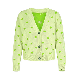Computer Knitted Women's Pullover Women's Sweaters <b>Heart</b> Jacquard Wool Embroidery print Sorority and Fraternity stylish <b>Cardigan</b> - Product Image 3