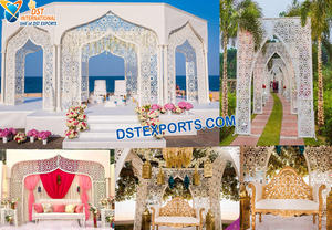 เอเชียฮินดูงานแต่งงานสีขาวHeer Mandapชุดราตรีฮินดูงานแต่งงานอินเดีย Mandapราคาไม่แพงเสาโรมันงานแต่งงาน Mandap - Product Image 3