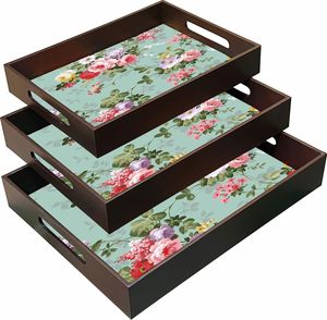 HF ถาดไม้อเนกประสงค์แบบหลายสี3-Pcs สำหรับจัดแสดงอาหารเช้าและอาหารเย็น - Product Image 4