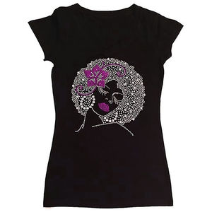 Camiseta personalizable para mujer, camiseta de manga corta con cuello redondo, estampado de diamantes de imitación, decoración de Color sólido, informal, Día de San Valentín, Verano - Product Image 6