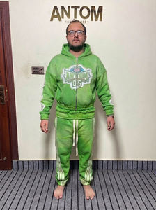 Survêtement délavé au soleil avec patch brodé vieilli, entièrement orné de strass, double taille et rayures - Product Image 4