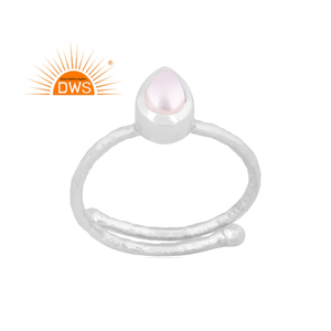 Venta caliente 925 plata esterlina fina perla Natural anillo ajustable joyería para mujer regalo para ella - Product Image 1