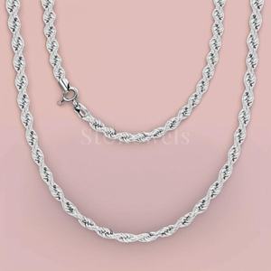 สร้อยคอโซ่ร้อยเชือกเงินสเตอร์ลิงและ925ทองคลาสสิกดีไซน์แบบบิดทนทานวัสดุทำจากทองเคลือบสำหรับเป็นของขวัญเครื่องประดับงบ - Product Image 2