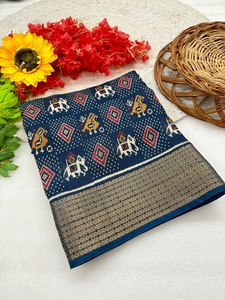 Sari de qualité supérieure Bandhani avec imprimé floral et bordure en zari, fabriqué en Inde, prix de gros - Product Image 5