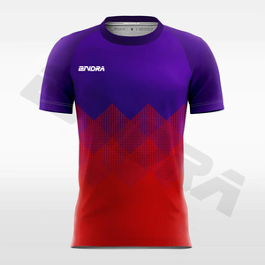Maillot de football respirant en tissu léger aux couleurs mélangées rouge et violet, conçu pour le confort, séchage rapide, performance, vêtements d'entraînement - Product Image 3
