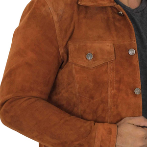 RIVIAN ATLANTIC <b>Men's</b> New Arrival Suede Leather <b>Jacket</b> Fully Customized Design Embossed Processing Winter <b>Trucker</b> - Product Image 5