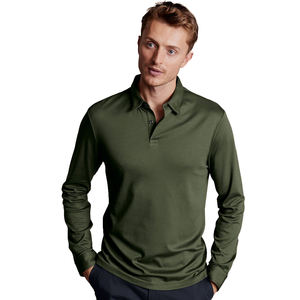Vente en gros de jersey intelligent à manches longues uni, vert olive, respirant, 100% coton, décontracté, idéal pour les activités de plein air, séchage rapide - Product Image 1