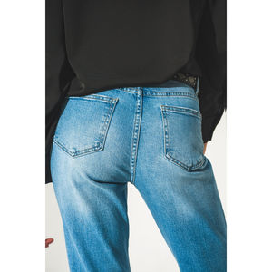 Jeans de Mezclilla de Cintura Alta con Estampado Vintage, Rotos y Decorados, Transpirables, de Corte Recto, Estilo Y2K, Lindos y Casuales para Invierno, Verano y Otoño, Talla XL - Product Image 4