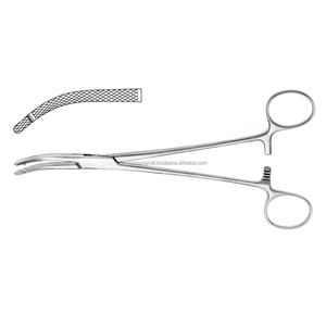 Pinzas de acero inoxidable para histerectura Heaney, Forceps curvos sesgados dentados de 8,1/4 pulgadas - Product Image 1