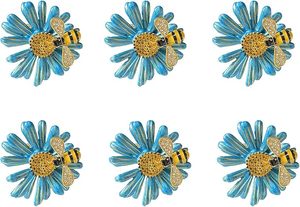 Anneaux de serviette en métal fleur de marguerite avec décoration de table au design exclusif pour mariages et fêtes - Product Image 6