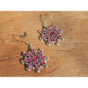 Boucles d'oreilles en rubis naturel faites à la main en argent sterling 925 avec finition or rose cadeau élégant pour Her-E0695-GS - Product Image 1