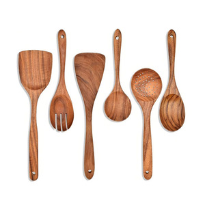 Cuchara Natural Ecológica Resistente al Calor Utensilios de Cocina de Bambú Mango Largo Cuchara Redonda Cuchara de Madera de Bambú - Product Image 1
