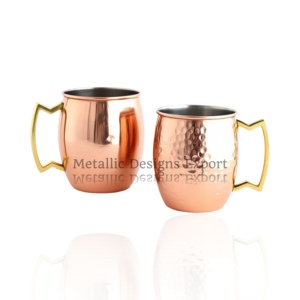 Authentique lot de 2 mules de Moscou en acier inoxydable cuivré poignée en laiton métallique finition martelée écologique pour boire - Product Image 5