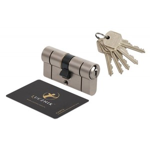 กระบอกสูบประตู E8 40/45กุญแจเจาะ5ดอกระดับ6.D นิกเกิล - Product Image 1