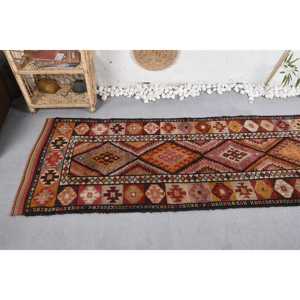 2.6x9.1 ft Herki Turkish Rug, <b>Red</b> Polka dot Vintage Rug <b>Wool</b> - Product Image 5