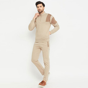 Conjunto de sudaderas y pantalones de chándal con cremallera de cuarto de panel múltiple para hombre, ropa para correr con cuello levantado, ropa técnica estampada - Product Image 5