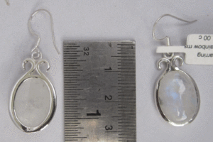 Women's Natural <b>Rainbow</b> Moonstone <b>Drop</b> Earrings 925 Sterling Silver with Bezel Setting Garnet Main Stone Gold Material-Shah Gems - Product Image 1