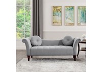 Canapé carré moderne Kamilla, fauteuil deux places, structure en teck massif avec tissu en velours gris, coussins doux pour salon