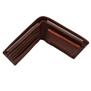 Portefeuille en cuir véritable pour hommes avec blocage RFID, avec 4 poches pour cartes, 1 poche pour monnaie et 1 compartiment pour monnaie - Product Image 1