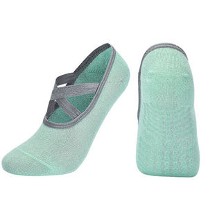 Calcetines de Yoga y Ballet antideslizantes para mujer con logotipo personalizado ODM, calcetines de agarre de corte bajo con correas elásticas para Pilates, barra de baile, venta al por mayor - Product Image 2