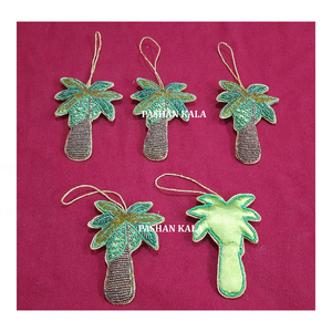 Handmade Zari Embroidery Tree Hanging Ornament Tree Shape Fabric Material Standard Size Used For Diwali And Christmas Tree Decor - Product Image 1