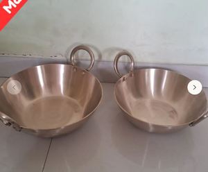 ชุดหัตถกรรมบ้านอินเดียชุด Kansa Kadai ทำด้วยมือจาก Kansa บริสุทธิ์ที่มีประโยชน์อายุรเวทเคลือบทองแดงภายนอกสำหรับทำอาหาร - Product Image 2