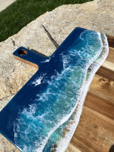 Tabla de cortar de queso de resina de madera hecha a mano India Fabricante exportador Rectángulo ecológico duradero multifunción moderno - Product Image 6